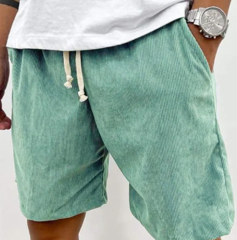 Shorts de veludo cotelê macio e canelado